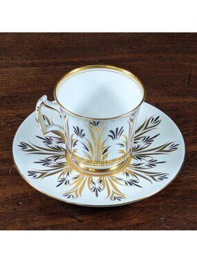 Vintage Royal Chelsea English Bone China footed Tea Cup and saucer, Black & Gold